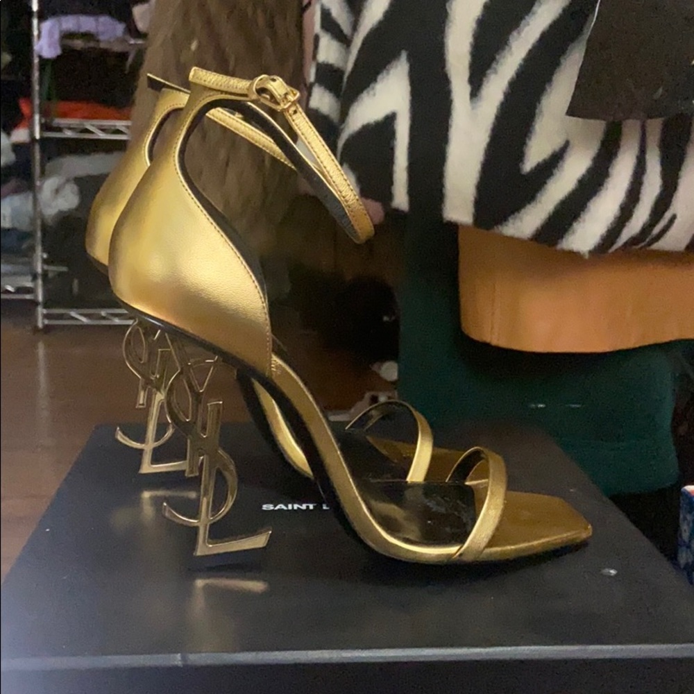 Saint Laurent Gold Sandals - Picture 2 of 5